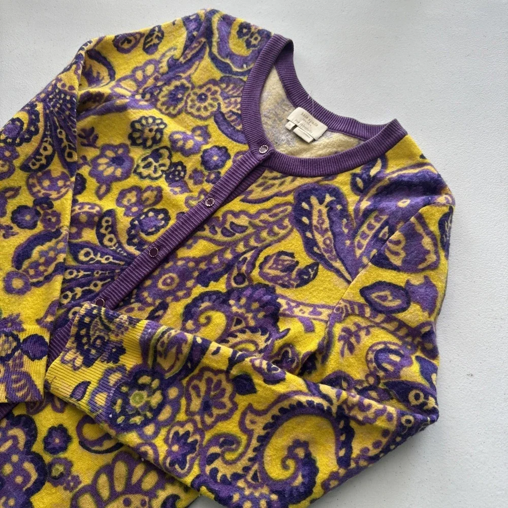 Kate Spade Cardigan‎ Womens S Paisley Floral Wool Psychedelic Statement Kni